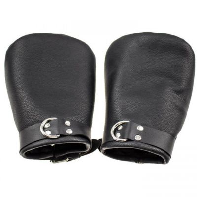 Bondara Black Faux Leather Bondage Mitts