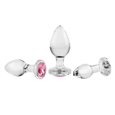 Pink Gem Glass Plug Set Pink