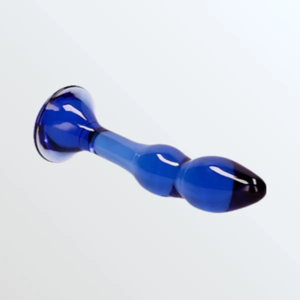 Chrystalino Gallant Blue Glass Curved Dildo Wand