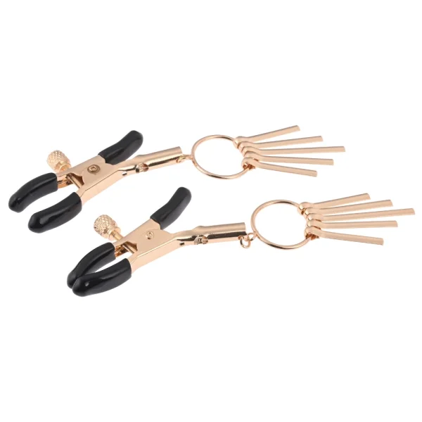 Sex & Mischief Verge Nipple Clamps By Sportsheets - Gold & Black
