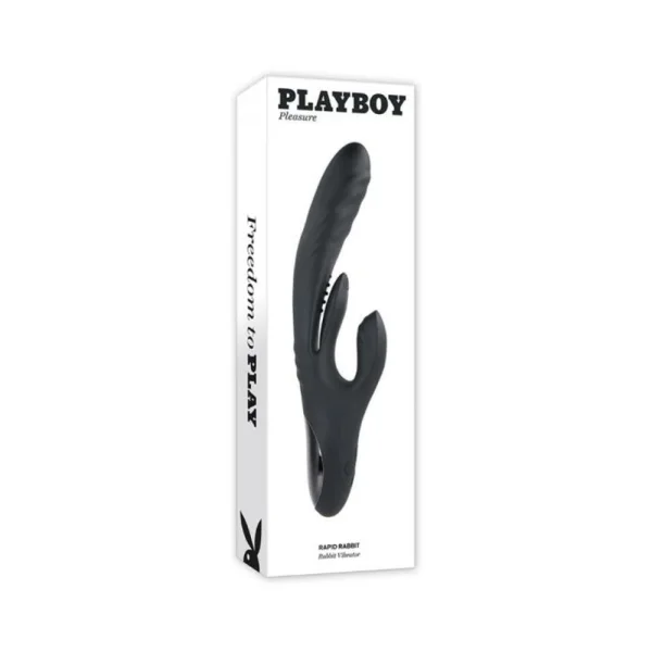 Rabbit Vibrators:  Playboy Rapid Rabbit Rechargeable Silicone Dual Stimulation Vibrator Black