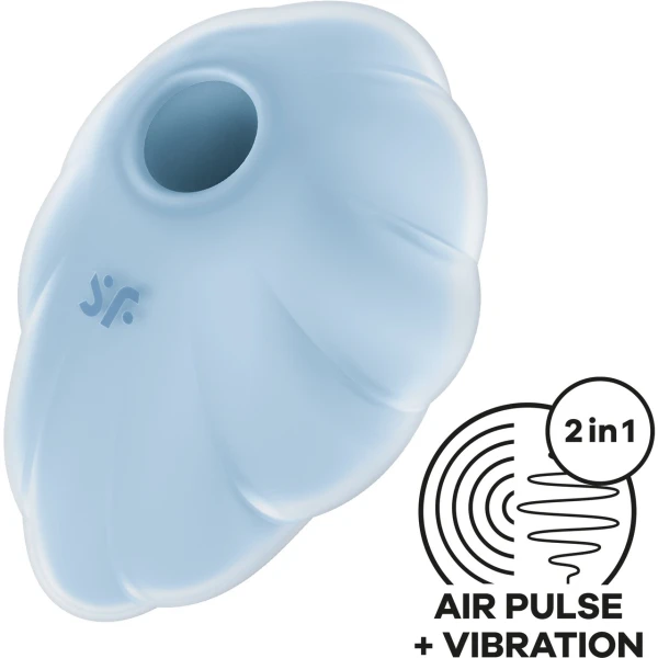 Satisfyer Cloud Dancer Rechargeable Waterproof Silicone Air Pulse Clitoral Vibrator - Blue