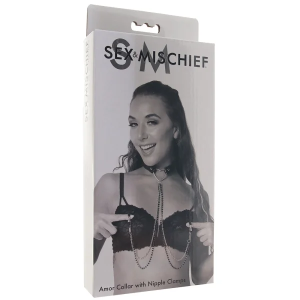 Sex & Mischief Amor Collar With Nipple Clamps By Sportsheets