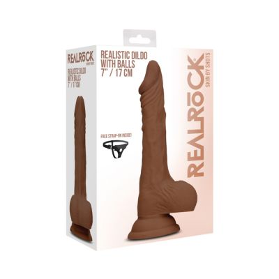 Realrock 7 17 Cm Realistic Dildo With Balls Brown