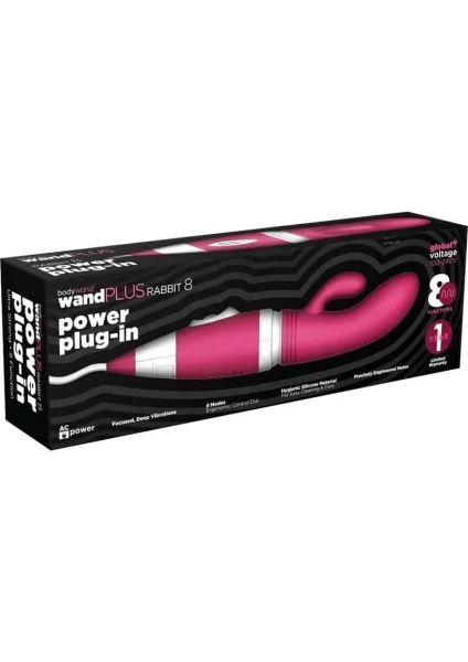 Bodywand Wand Plus Rabbit 8 Power Plug-in Silicone Vibe - Pink