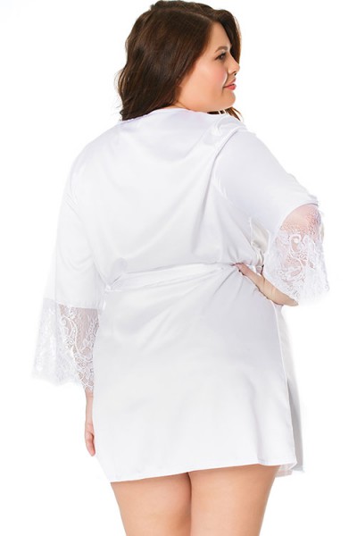 Coquette Adore You White Satin Robe