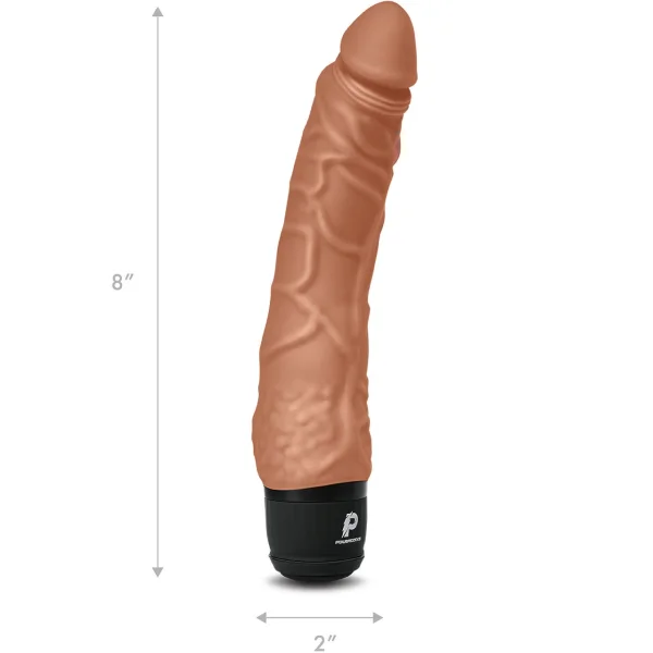 Powercocks Realistic Silicone Waterproof Rechargeable 7" Vibrator - Caramel