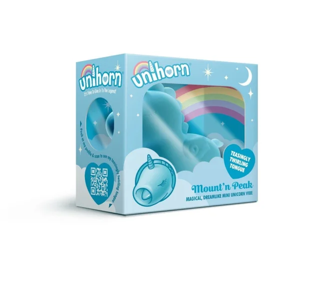 Unihorn Mount 'N Peak Pointed Flicking Silicone Clitoral Vibrator - Blue
