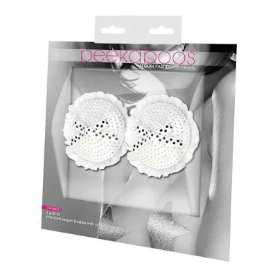 Sequin With White Bow Pasties White