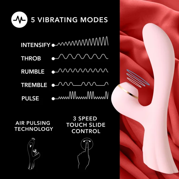 Lush Isabelle Silicone Air Pulsating Clitoral Stimulator & G-Spot Rabbit Vibrator - Pink