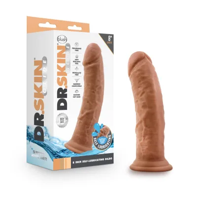 Dr Skin Glide 8 Inch Self Lubricating Dildo Mocha
