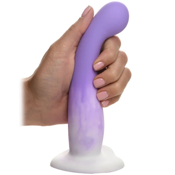 Simply Sweet Slim 7" Silicone G-Spot Suction Cup Dildo - Purple & White
