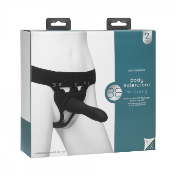 Body Extensions Hollow Large Dong Strap On Set Black