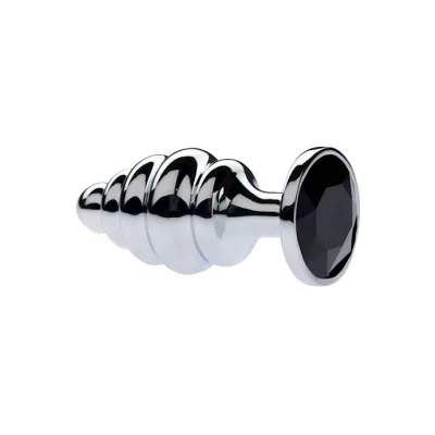 Kink Range Alloy Gemmed Butt Plug 3 7 Inch Black Large