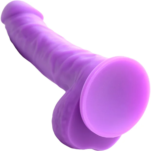 Lollicock 7.25" Silicone Suction Cup Dildo With Balls - Grape