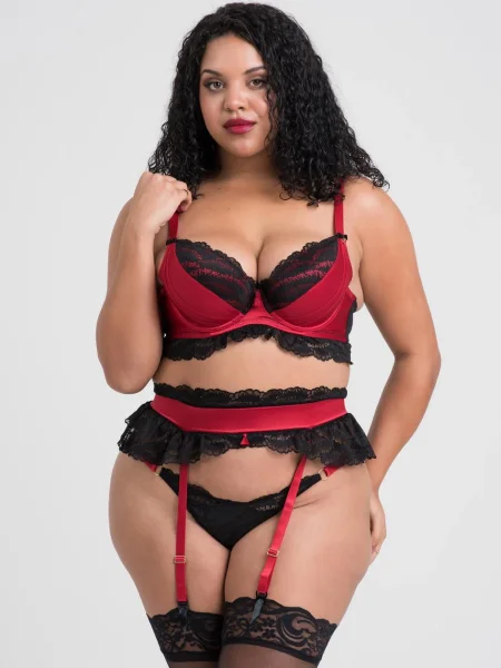 Lovehoney Plus Size Empress Red Satin and Lace Bra Set