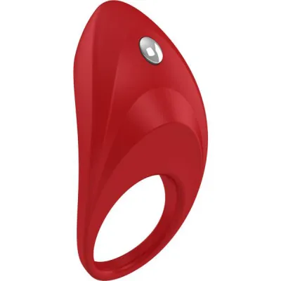 B7 Silicone Cock Ring Waterproof Red And Chrome