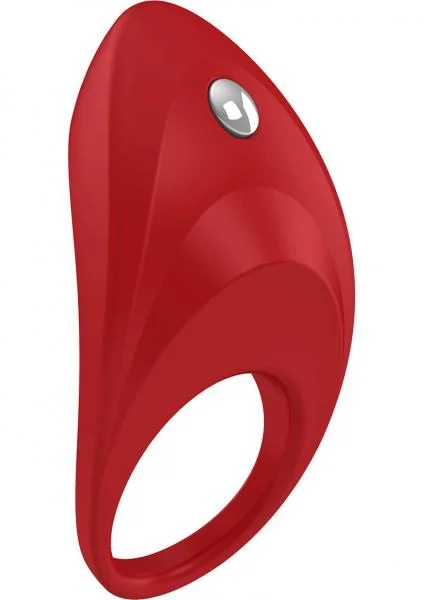 B7 Silicone Cock Ring Waterproof Red And Chrome