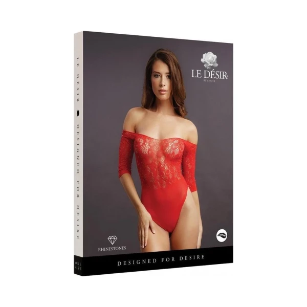 Shots Le Desir Crotchless Rhinestone Teddy Os Red — image 6 of 13