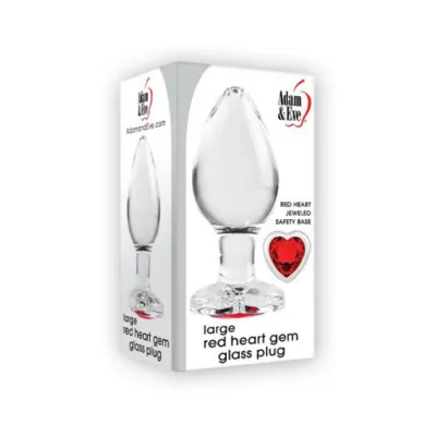 Adam Eve Red Heart Gem Glass Plug Large Red