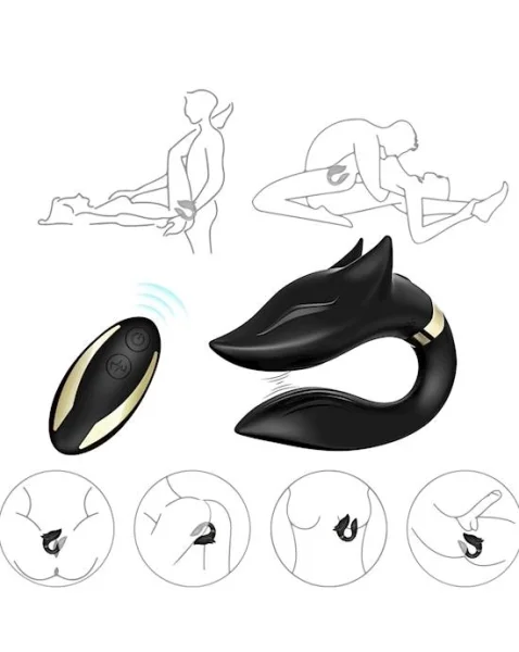 Fox Couples Vibrator - Black - 3.6 Inch