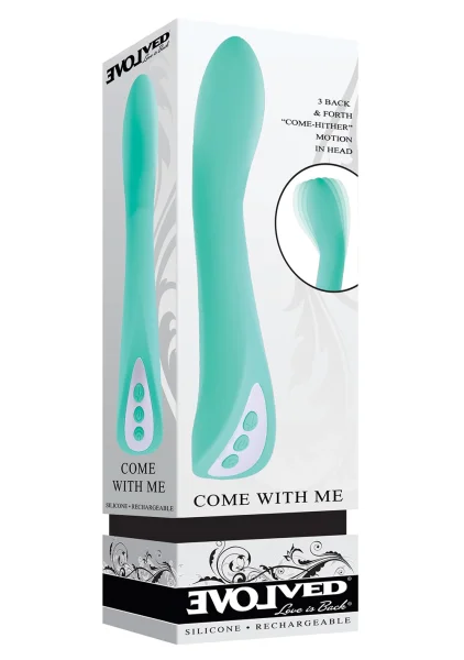 Come With Me Rechargeable Silicone G-Spot Vibrator With Come Hither Motion By Evolved Novelties - Green