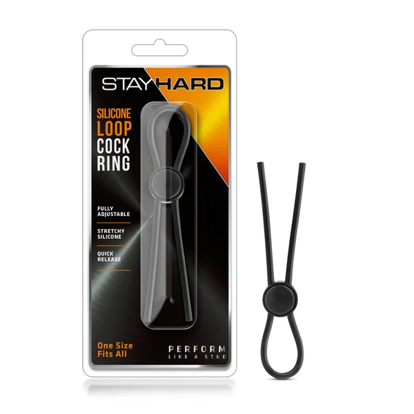 Stay Hard Silicone Loop Cock Ring - Black — image 15 of 20