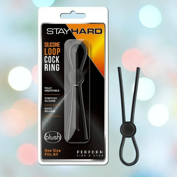 Stay Hard Silicone Loop Cock Ring - Black — image 17 of 20