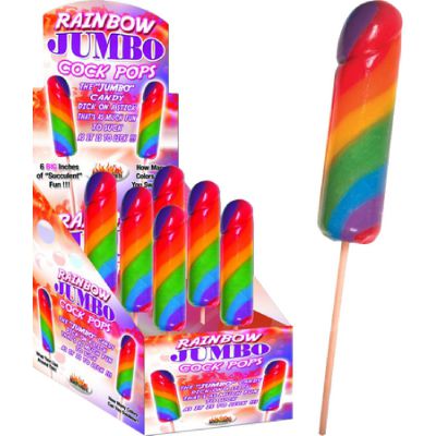 Jumbo Rainbow Cock Pops 6 X Display