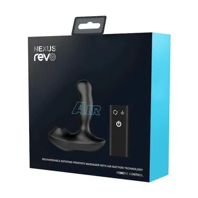 Revo Air Waterproof Remote Control Rotating Prostate Massager With Suction Black