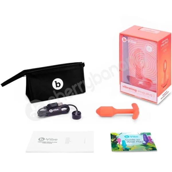 B-Vibe Orange Vibrating 3.4" Snug Plug 1 Weighted Butt Plug