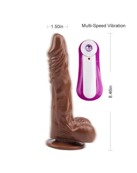Vibrating Suction Cup Dildo - Brown - 8.5 Inch