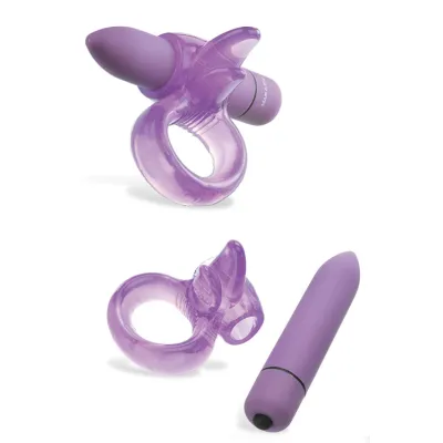 Adam and Eve Vibrating Cock Ring with Clitoral Stimulator Tongue Extensions