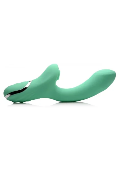 Shegasm 10X Minty Silicone Pressure Wave Clitoral Stimulator With G-Spot Vibrator - Teal
