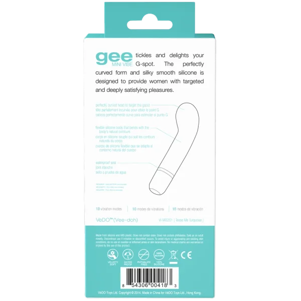 VeDO 'Gee' Mini G-Spot Rechargeable Waterproof Vibrator - Turquoise