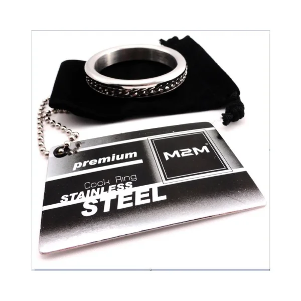 M2M Chrome Cock Ring Chain Design 1.75 inches