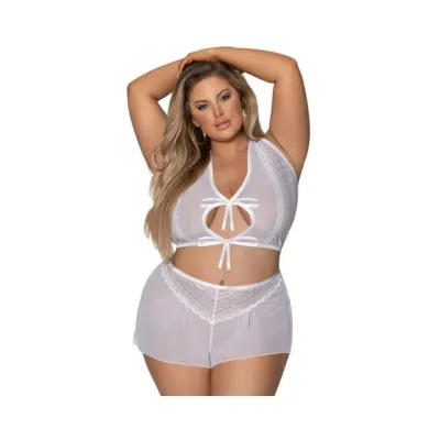 Magic Silk Modern Romance Haltr Tap Panty White Queen Size