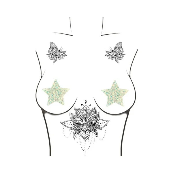 Neva Nude Pasty Star Sequins Iridescent White