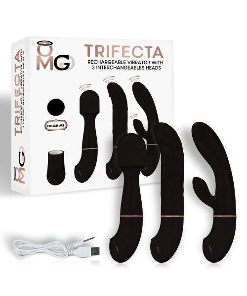 Trifecta Vibrator with 3 Interchangeable Heads Black — image 4 of 6