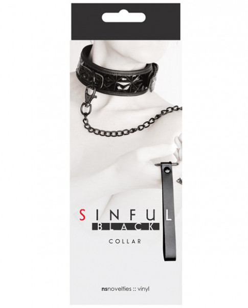New Sensations Novelties Sinful Collar & Leash - Black