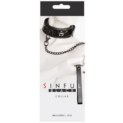 New Sensations Novelties Sinful Collar Leash Black
