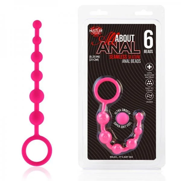 Hustler Anal Beads 6 Balls Pink Silicone