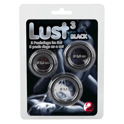 Lust Cock Ring Trio Black