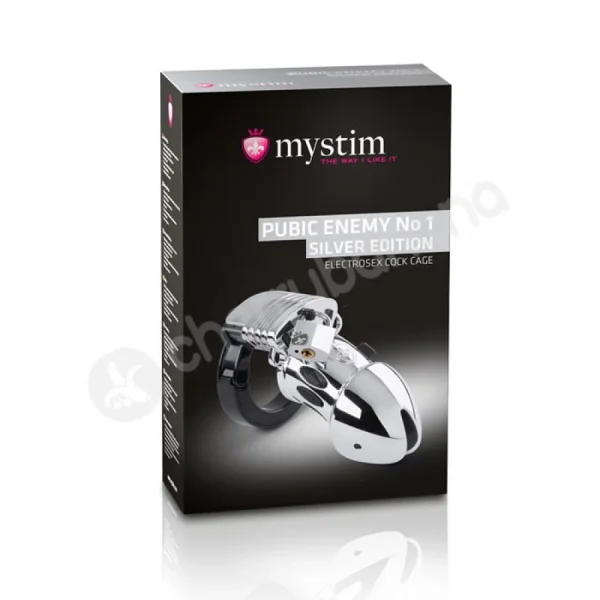 Mystim Pubic Enemy No 1 Silver Edition E-stim Cock Cage