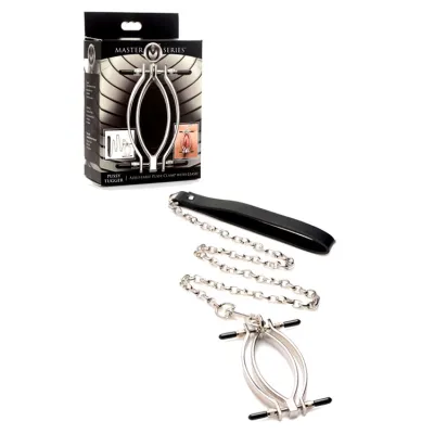 Master Series Pussy Tugger 3 Adjustable Vaginal Clamp with Leash