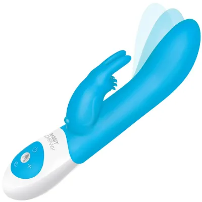 The Come Hither Rabbit XL Silicone Dual Stimulation Rechargeable Vibrator by The Rabbit Company Blue