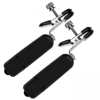 Bondara Nipplegasm Black Vibrating Bullet Nipple Clamps
