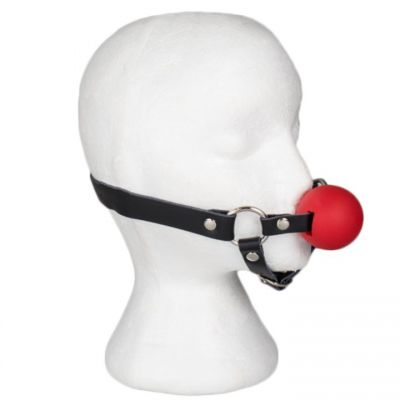 Bondara Black and Red Leather Ball Gag Harness