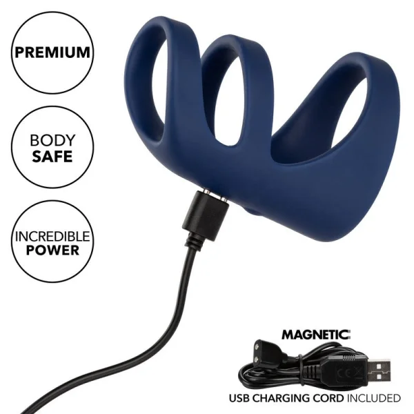 Viceroy Platinum Series Silicone Rechargeable Triple Cock Cage Vibrating Cock Ring By CalExotics