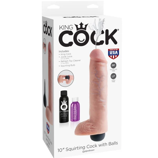 King Cock 10 inch Squirting Cock with Balls Flesh